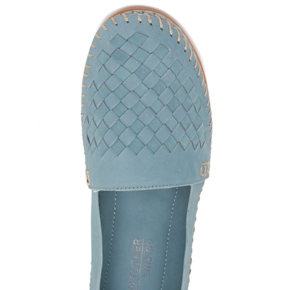 Me Too Woven Nubuck Leather WEDGE FLAT Comfort Loafer Slip-On NEW NIB Ocean Blue - Picture 3 of 4